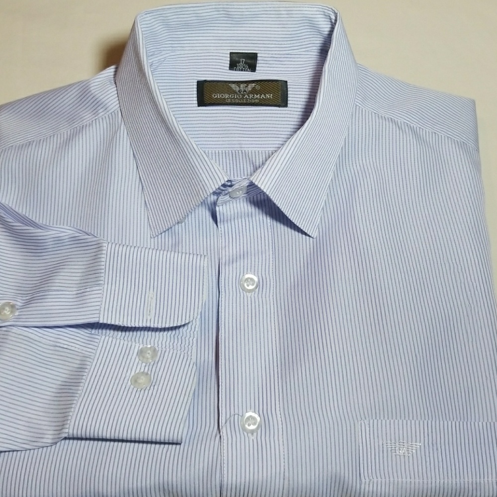 Giorgio Armani light blue pinstripe dress shirt